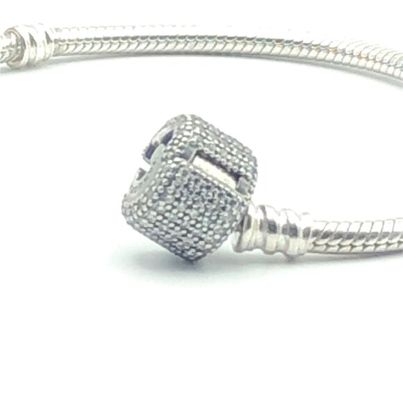 Pandora Moments Sterling Silver Charm Bracelet With Sparkling Pave Clasp - 7.5 I - Picture 4 of 5
